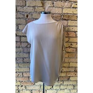 NEW BEATRICE .B women's silk crepe blouse in oyster
